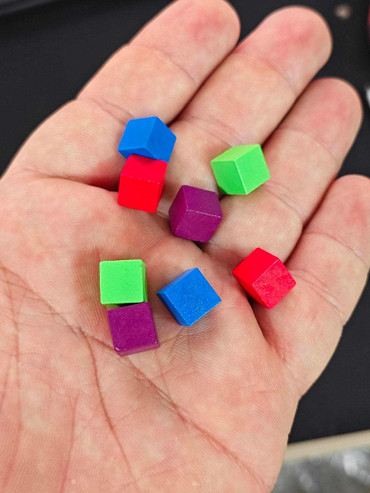 AI Quest wooden resource cubes used in gameplay